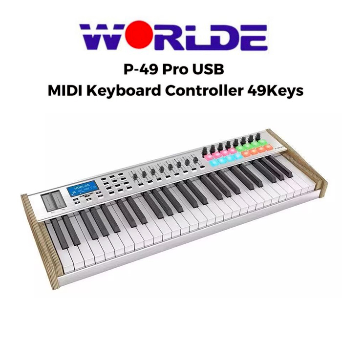 WORLDE P-49 Pro 49-Key USB MIDI Keyboard Controller LCD Display with 49 Semi-weighted Keys 16